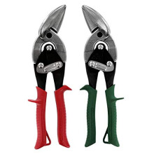 MidWest Tool Aviation Snip Set - Left and Right Cut Offset Tin Cutting Shears with Forged Blade & KUSH'N-Power Comfort Grips - MWT-6510C