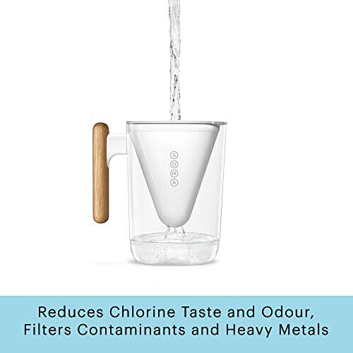 Soma Filter Jug | Filter Pitcher | Reduces Chlorine Taste and Odour | 6 Cup - 1.3L | One Replaceable Filter | White 1