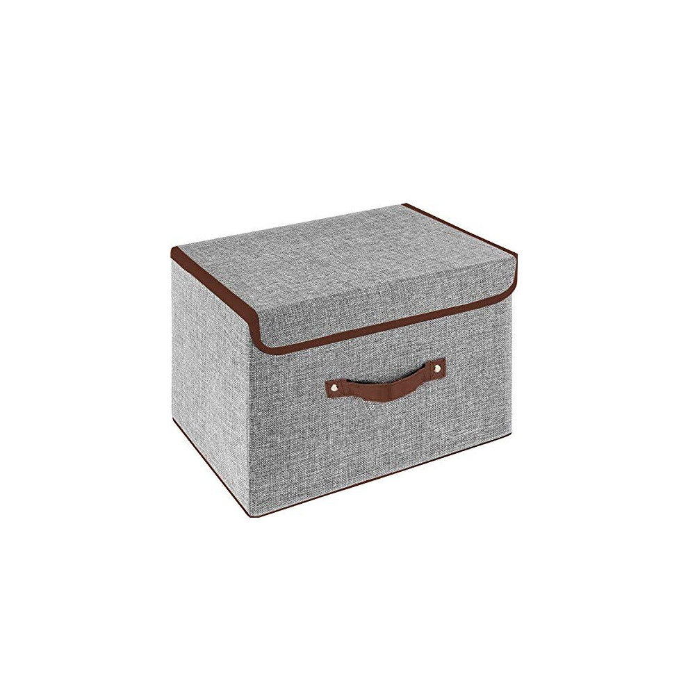 Owill Foldable Storage Boxes With Lids, Fabric Storage Cubes With Handles, For Home, Office, 25 X 19 X 16 Cm(1Pcs, ) Grey