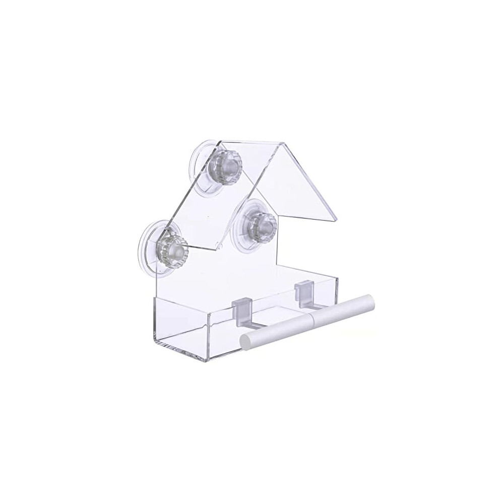 Liangpin Extra Strong Suction Sups Window Bird Feeder With Drainage Holes. Windowsill Birdfeeders For Small Birds Only. Acrylic Clear House Shape