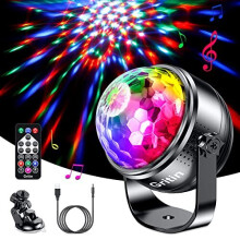 Disco Lights, Gritin 360 Rotation Sound Activated Disco Ball Party Lights mit Fernbedienung - 3W RGB Dynamic Light Effect, 4M/13ft USB Kabel f
