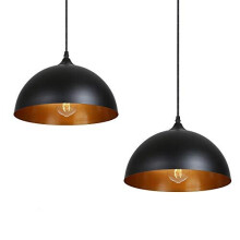 Tomshine 2 Pack Industrial Suspended Ceiling Pendant Light Fixtures Black Metal Vintage Lampshades for Kitchen Island Farmhouse Restaurant Loft C