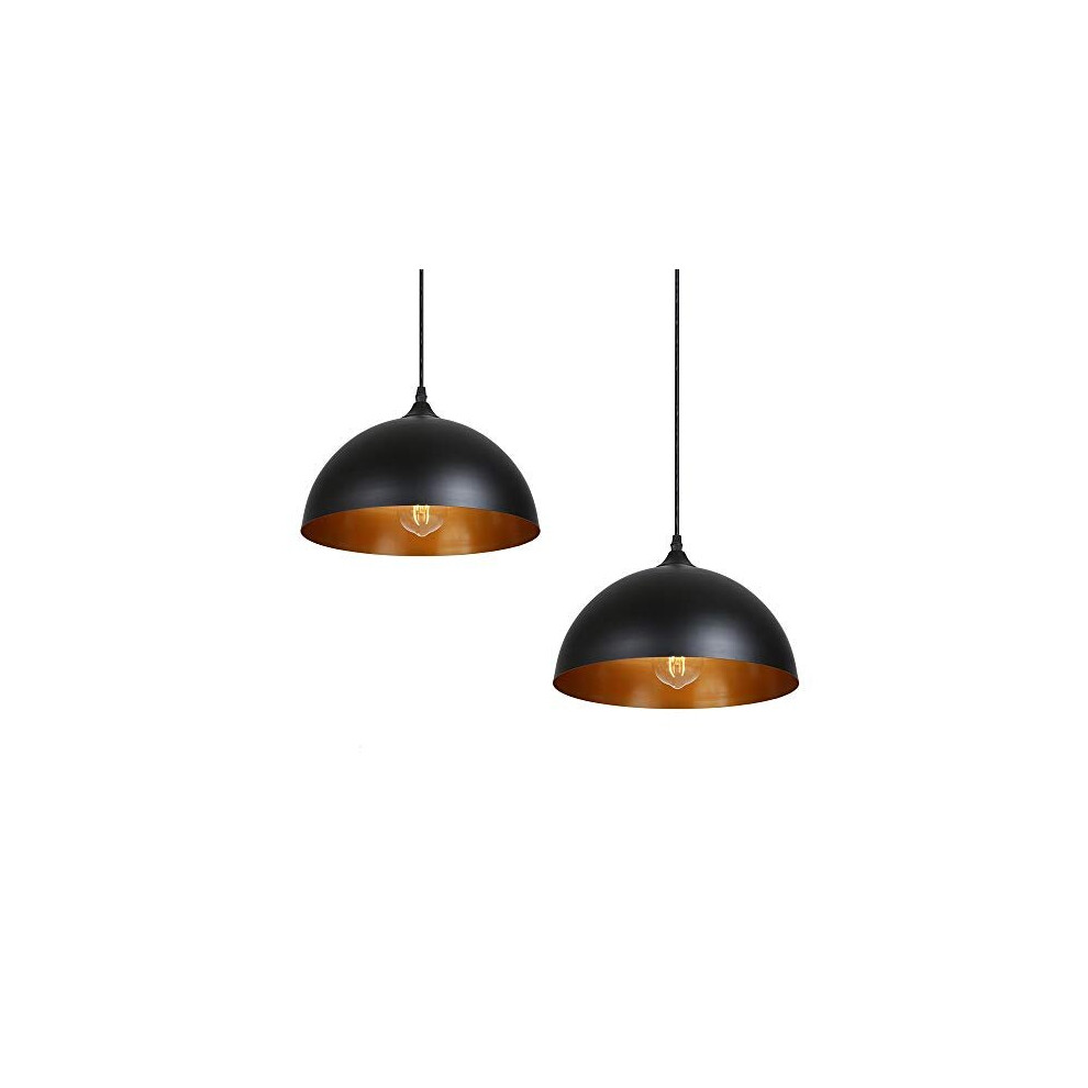 Tomshine 2 Pack Industrial Suspended Ceiling Pendant Light Fixtures Black Metal Vintage Lampshades for Kitchen Island Farmhouse Restaurant Loft C