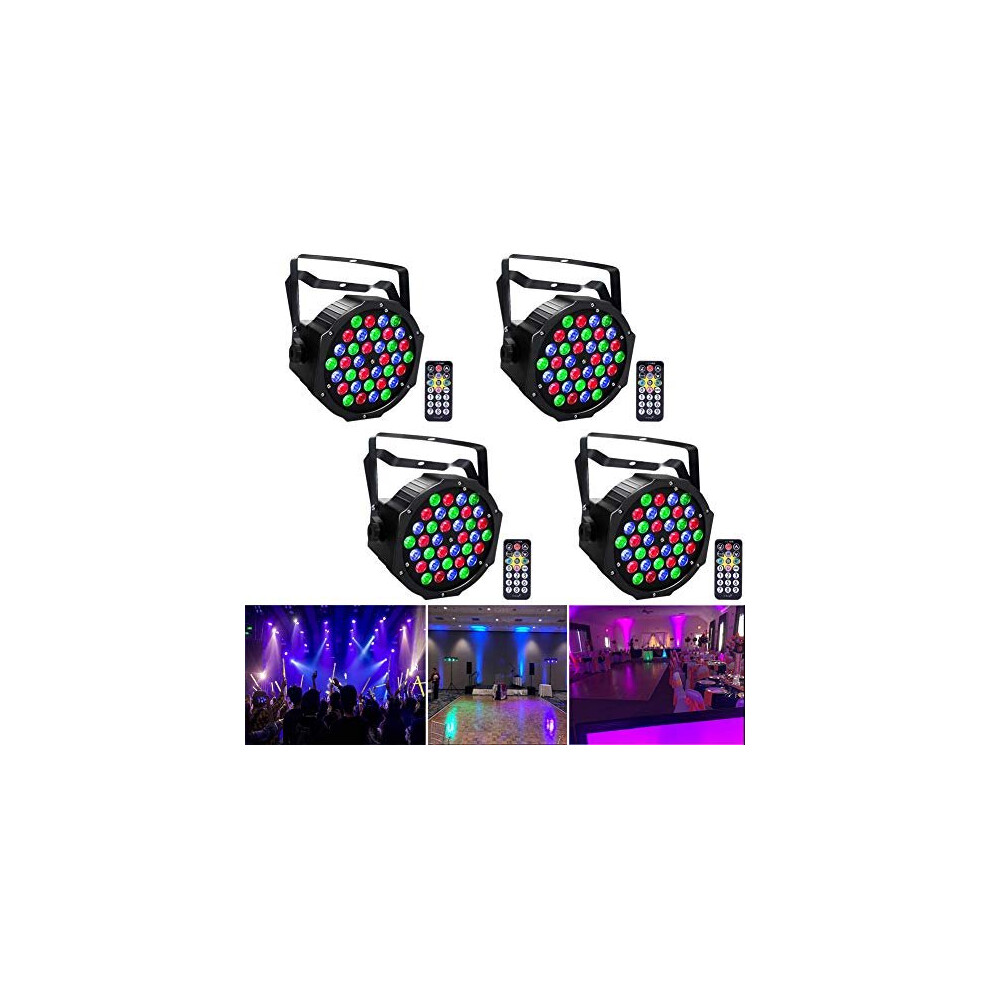 Uking 4-Pack Led Par Can Lights, 36 Leds, 72W Rgb Dmx Wash Light With Wireless Remote, 7 Modes - Dj, Disco, Wedding, Stage Party Lighting