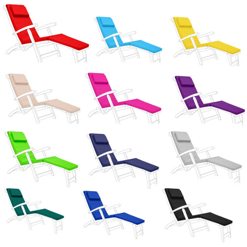 Gardenista Waterresistant Luxury Steamer Chair Cushion Garden Recliner