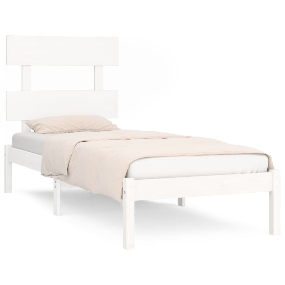 vidaXL Bed Frame Bed Base Platform Bed White Solid Wood 90x190 cm Single