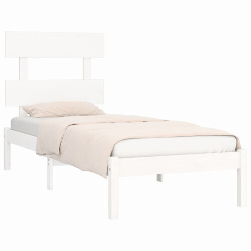 VidaXL vidaXL Bed Frame Bed Base Platform Bed White Solid Wood 90x190 cm Single 2