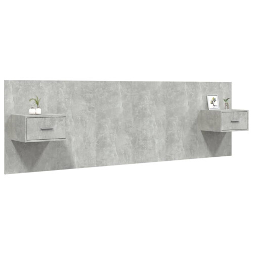 VidaXL vidaXL Bed Headboard with Cabinets Concrete Grey Engineered Wood Bed Header 2