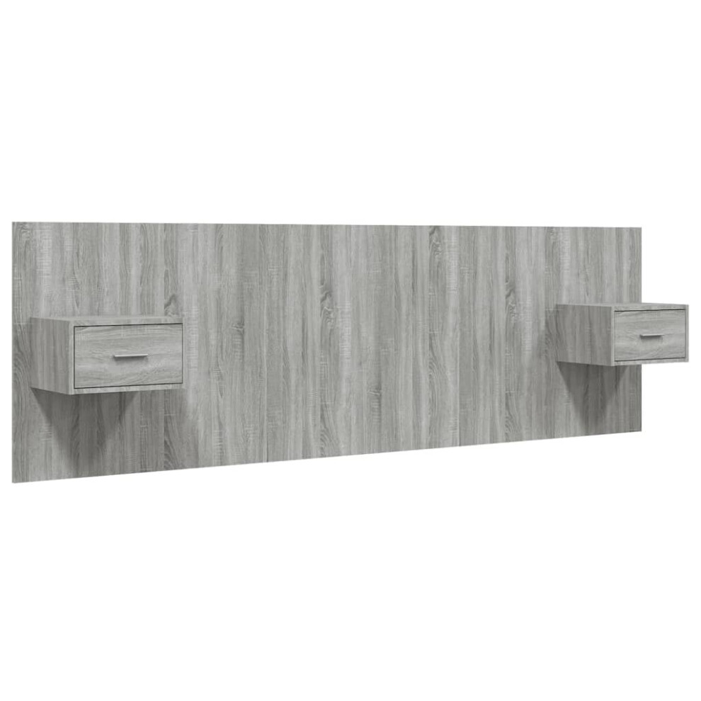 vidaXL Bed Headboard with Cabinets Grey Sonoma Engineered Wood Wall Nightstand