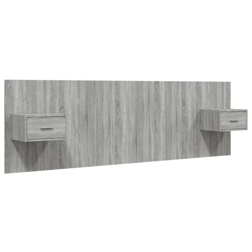 VidaXL vidaXL Bed Headboard with Cabinets Grey Sonoma Engineered Wood Wall Nightstand 1