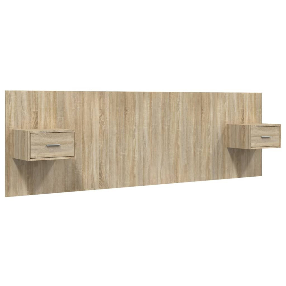 Vidaxl Bed Headboard With Cabinets Sonoma Oak Engineered Wood Wall Nightstand