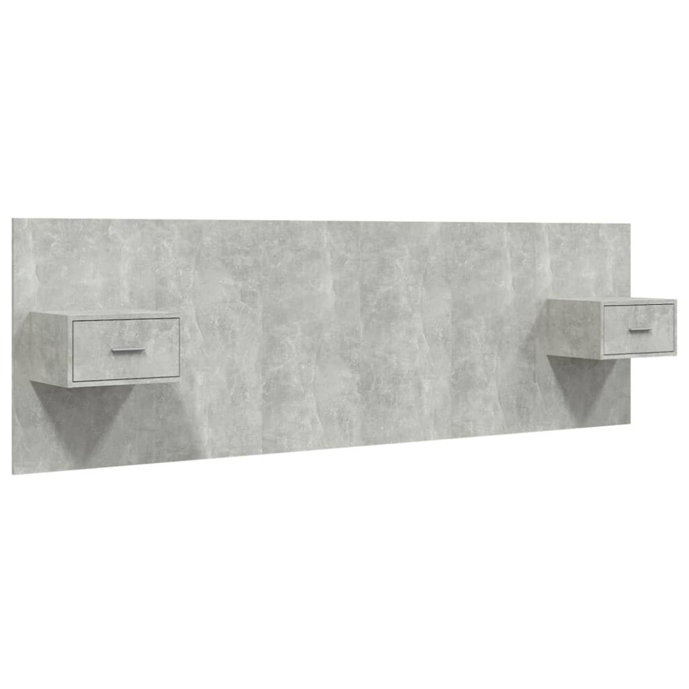 vidaXL Bed Headboard with Cabinets Concrete Grey Engineered Wood Bed Header