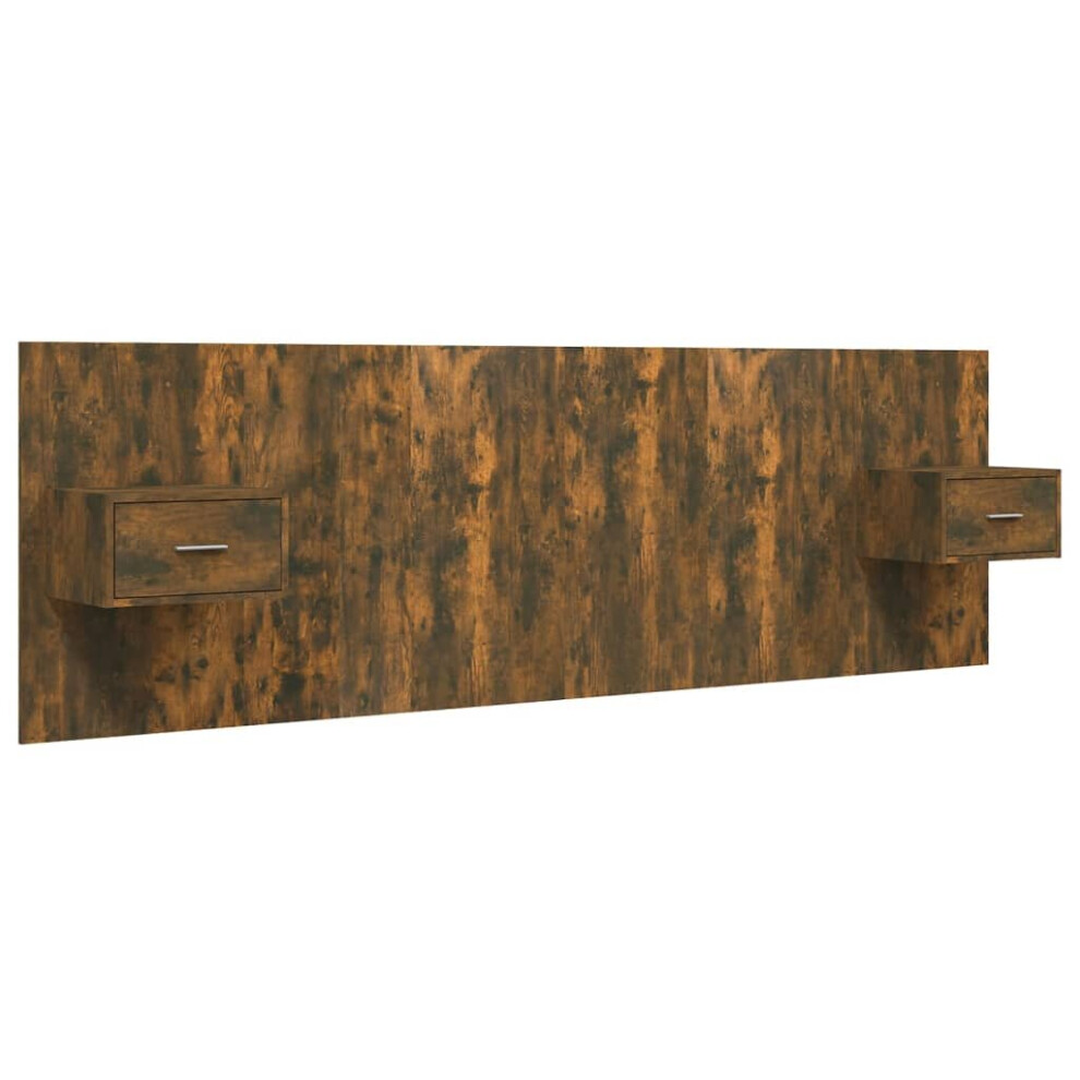 Vidaxl Bed Headboard With Cabinets Smoked Oak Engineered Wood Wall Nightstand