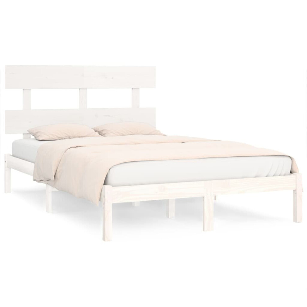 vidaXL Bed Frame Platform Bed White Solid Wood 180x200 cm Super King Size