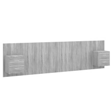 vidaXL Bed Headboard with Cabinets Grey Sonoma Engineered Wood Wall Nightstand