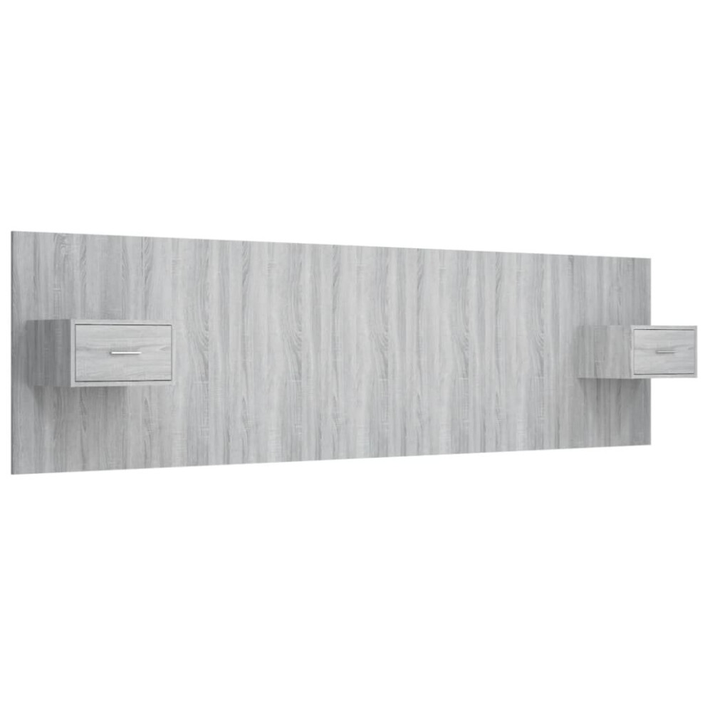 Vidaxl Bed Headboard With Cabinets Grey Sonoma Engineered Wood Wall Nightstand