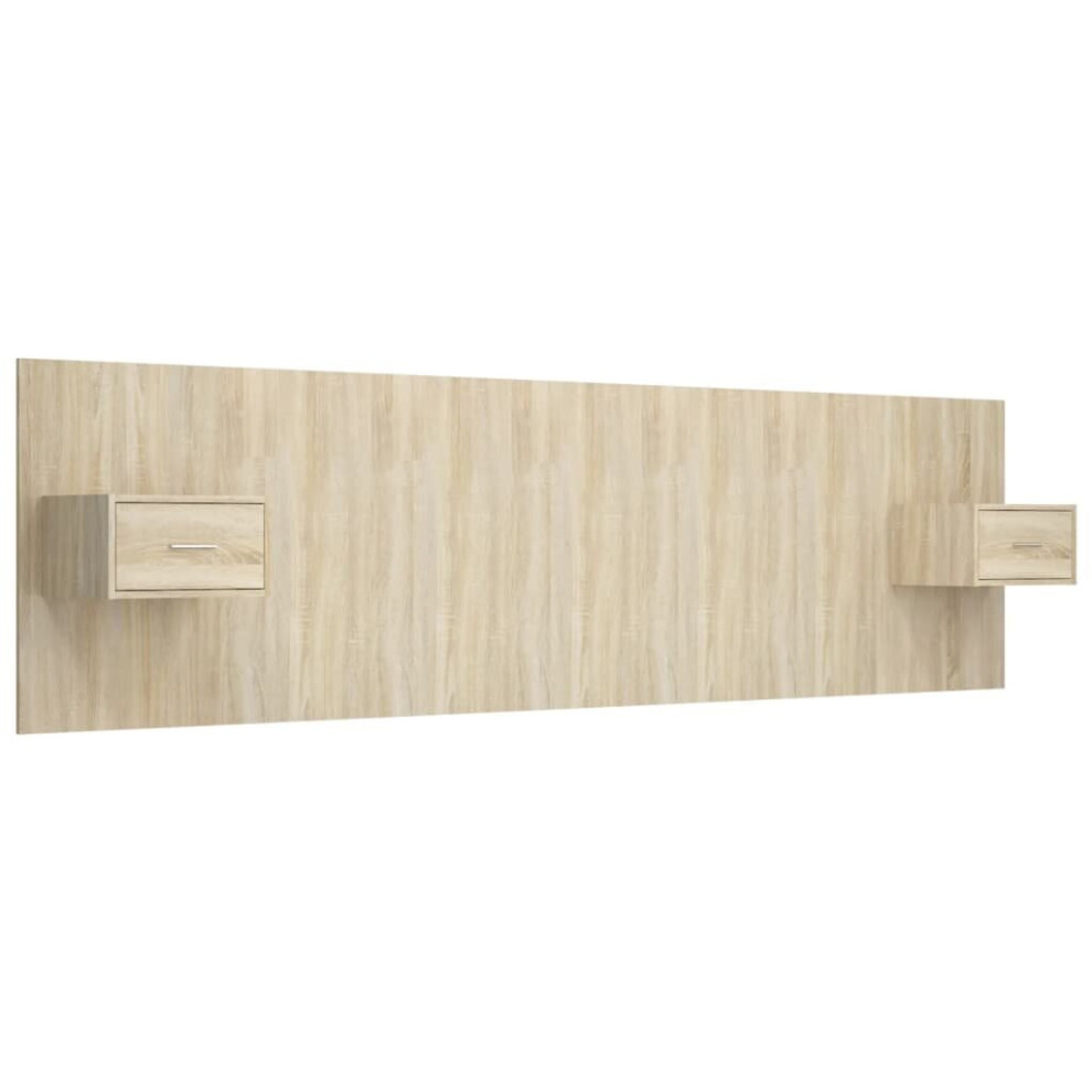 Vidaxl Bed Headboard With Cabinets Sonoma Oak Engineered Wood Wall Nightstand