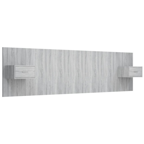 VidaXL vidaXL Bed Headboard with Cabinets Grey Sonoma Engineered Wood Wall Nightstand 1