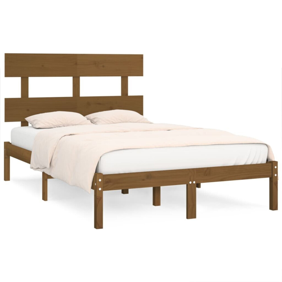 vidaXL Solid Wood Bed Frame Honey Brown 200x200 cm Wooden Bedstead Bed Base