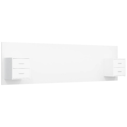 VidaXL vidaXL Bed Headboard with Cabinets White Engineered Wood Floating Nightstand 1