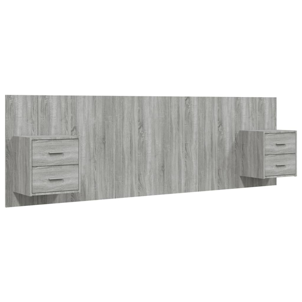 Vidaxl Bed Headboard With Cabinets Grey Sonoma Engineered Wood Wall Nightstand