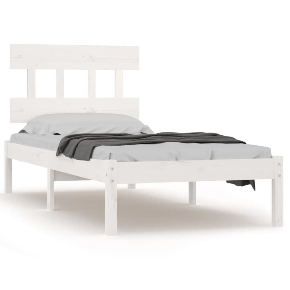 vidaXL Bed Frame Bed Base Platform Bed White Solid Wood 90x190 cm Single