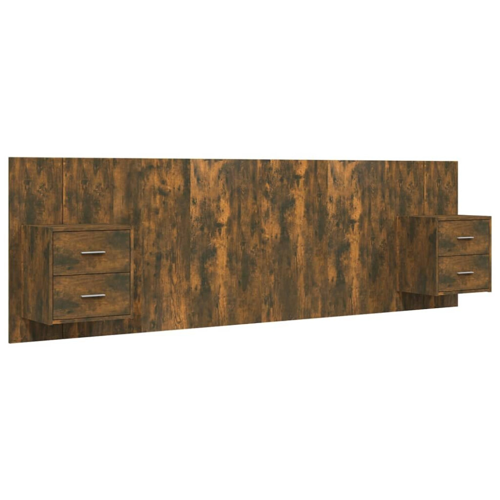 Vidaxl Bed Headboard With Cabinets Smoked Oak Engineered Wood Wall Nightstand