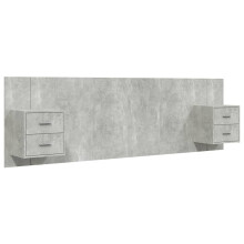 vidaXL Bed Headboard with Cabinets Concrete Grey Engineered Wood Bed Header