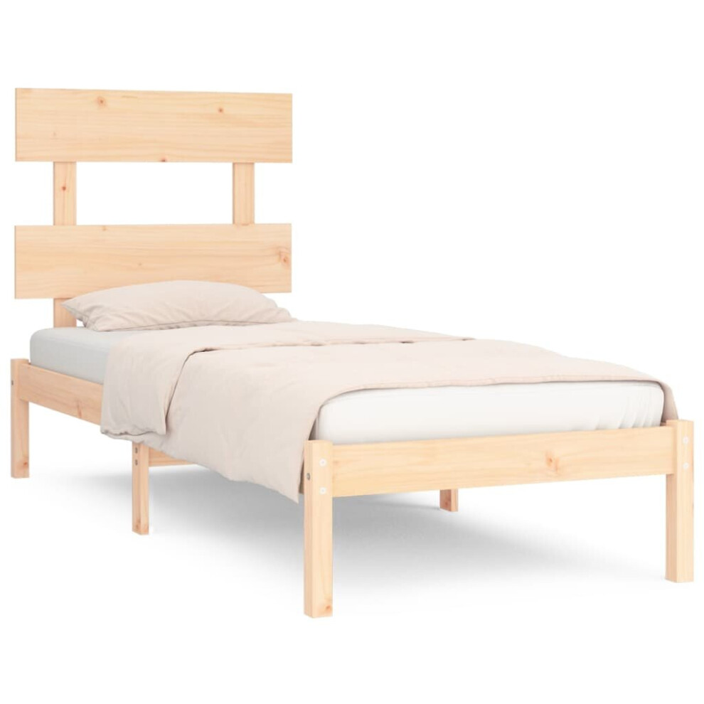 vidaXL Solid Wood Bed Frame 90x200 Cm Bedroom Wooden Bedstead Platform Bed