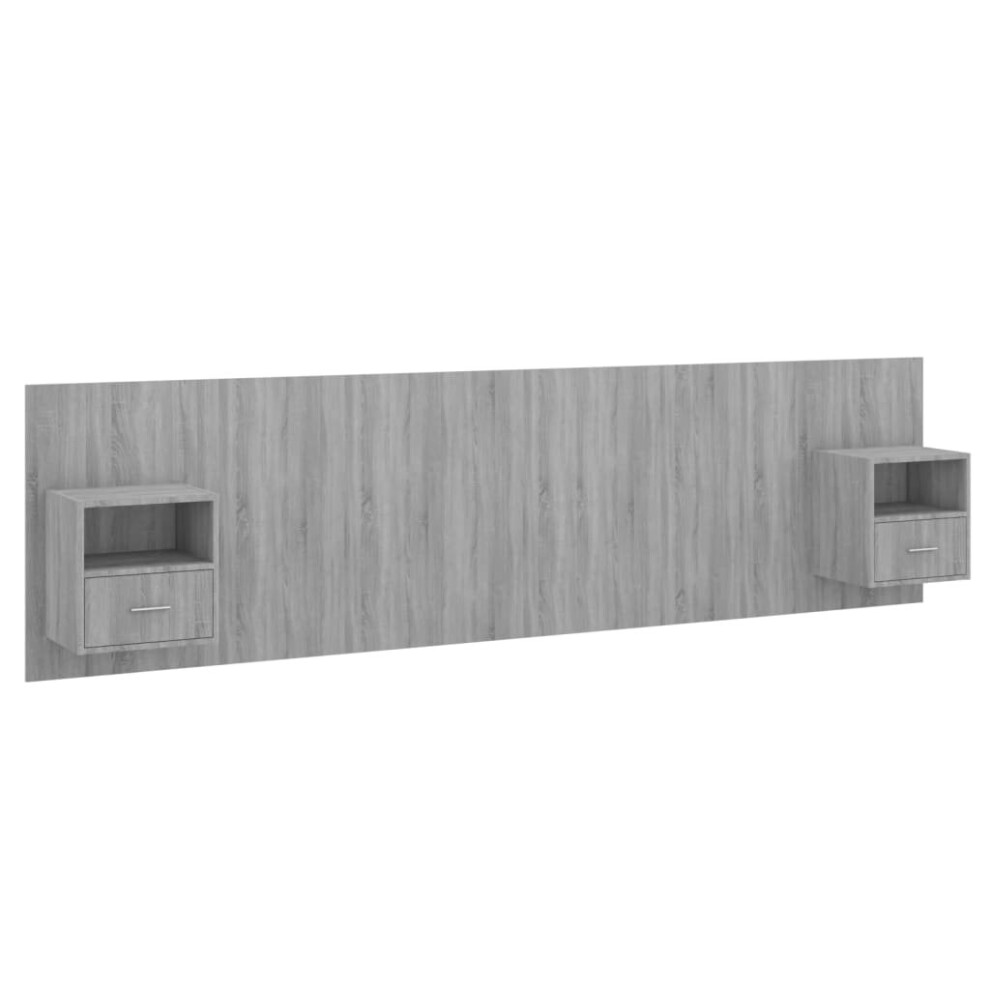 Vidaxl Bed Headboard With Cabinets Grey Sonoma Engineered Wood Wall Nightstand