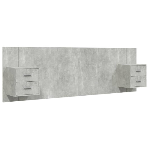 VidaXL vidaXL Bed Headboard with Cabinets Concrete Grey Engineered Wood Bed Header 1