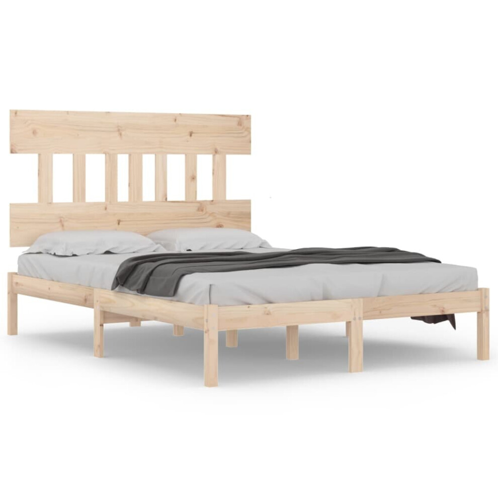 vidaXL Solid Wood Bed Frame 140x190 cm Wooden Bedstead Platform Bed Frame