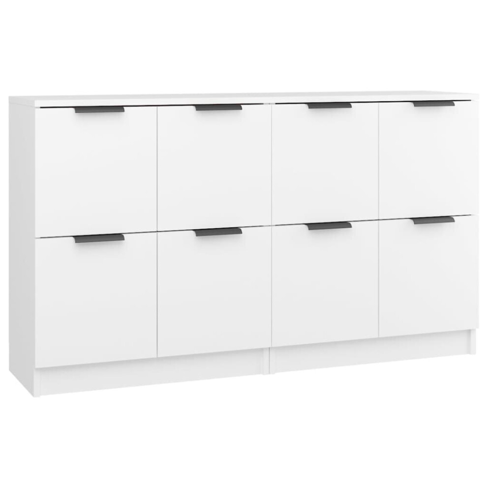 vidaXL 2x Sideboards White Engineered Wood Storage Cabinet Home Organiser