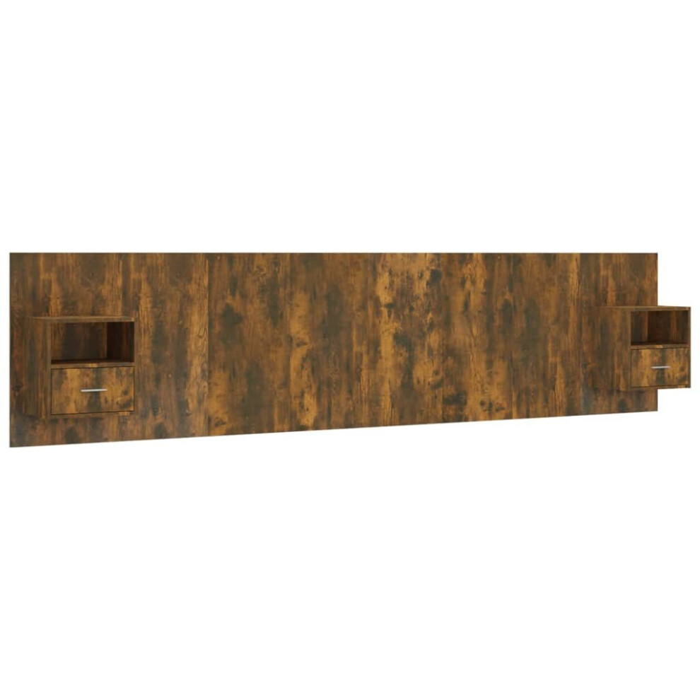 Vidaxl Bed Headboard With Cabinets Smoked Oak Engineered Wood Wall Nightstand