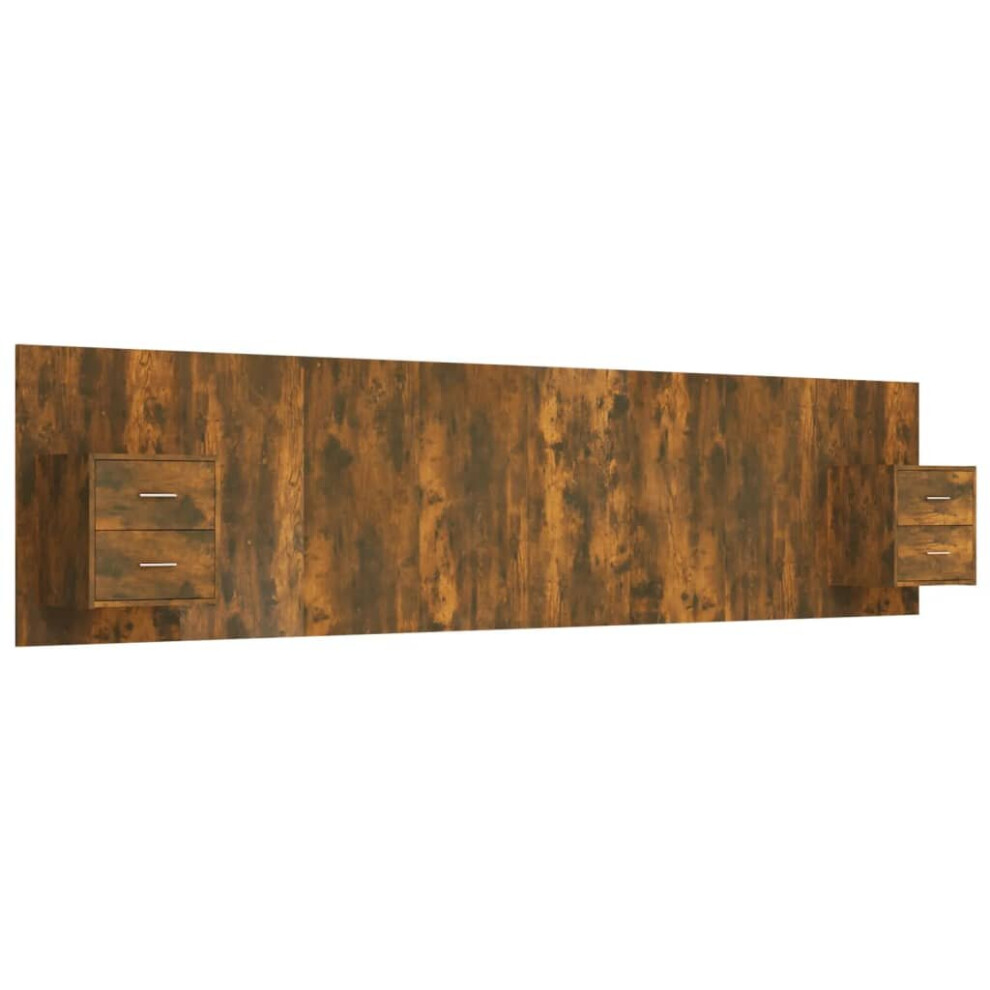 Vidaxl Bed Headboard With Cabinets Smoked Oak Engineered Wood Wall Nightstand