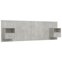 vidaXL Bed Headboard with Cabinets Concrete Grey Engineered Wood Bed Header