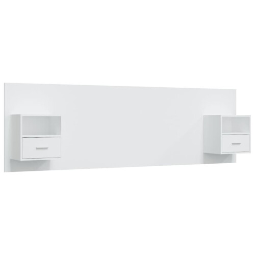 VidaXL vidaXL Bed Headboard with Cabinets White Engineered Wood Floating Nightstand
