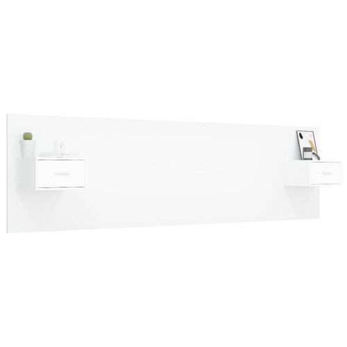 VidaXL vidaXL Bed Headboard with Cabinets White Engineered Wood Floating Nightstand 2