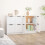 VidaXL vidaXL 2x Sideboards White Engineered Wood Storage Cabinet Home Organiser 5
