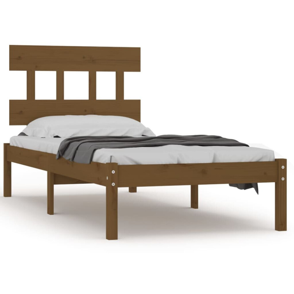 vidaXL Solid Wood Bed Frame Honey Brown 100x200 cm Bedstead Platform Bed Frame