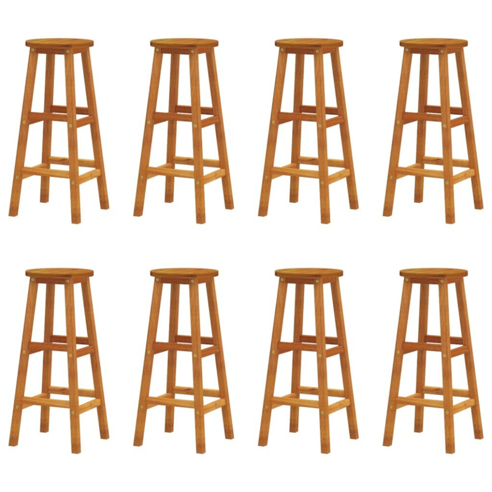 Vidaxl 8X Solid Wood Acacia Bar Stools Kitchen Wooden Bistro Chair Pub Stool