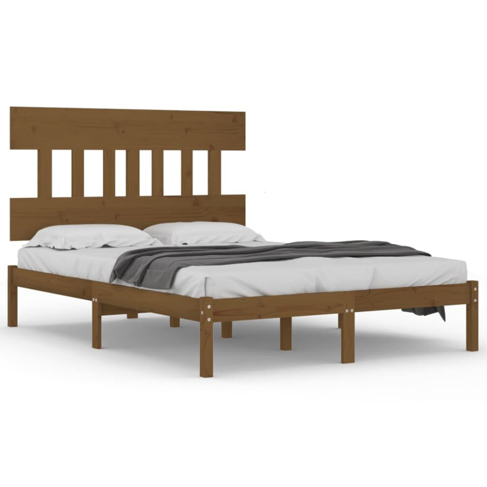 vidaXL Solid Wood Bed Frame Honey Brown 120x200 cm Bedstead Platform Bed Frame