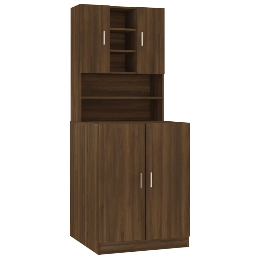 vidaXL Washing Machine Cabinet Brown Oak Engineered Wood Bathroom Cupboard