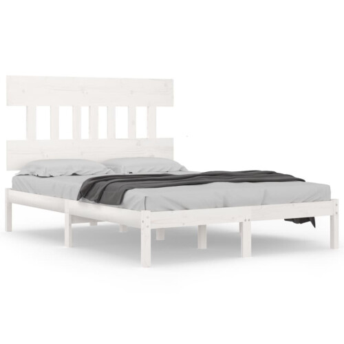 VidaXL vidaXL Solid Wood Bed Frame White 200x200 cm Wooden Bedroom Bedstead Bed Base