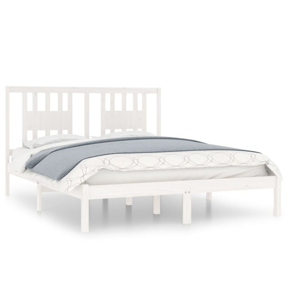 Vidaxl Solid Wood Pine Bed Frame White 140X200 Cm Bedstead Platform Bed Frame