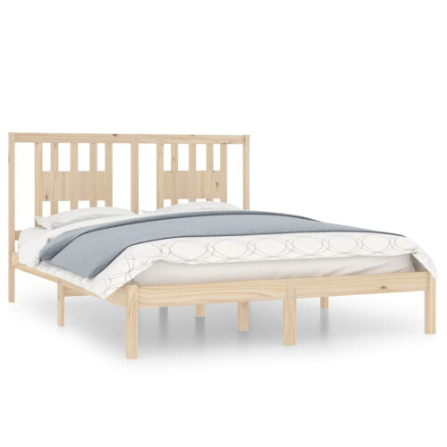 VidaXL vidaXL Solid Wood Pine Bed Frame 160x200 cm Wooden Bedstead Platform Bed Frame 1