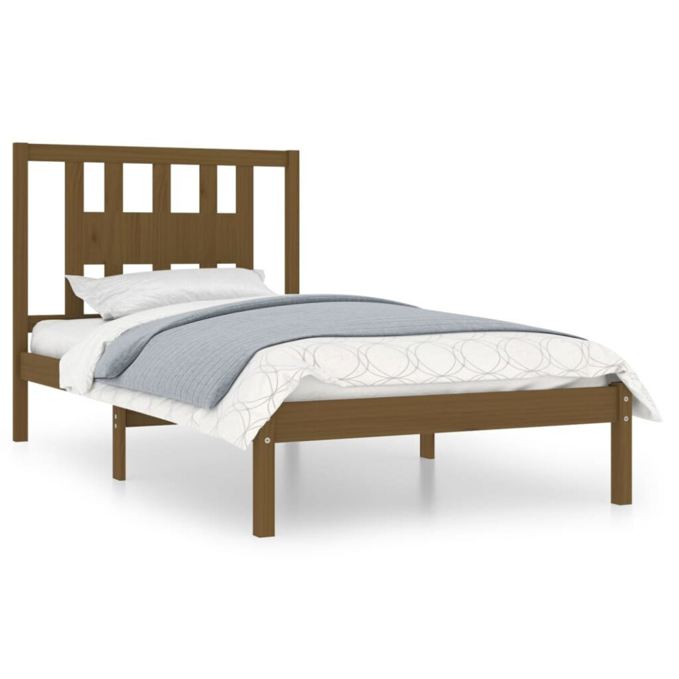 vidaXL Solid Wood Pine Bed Frame Honey Brown 100x200 cm Bedstead Bed Base