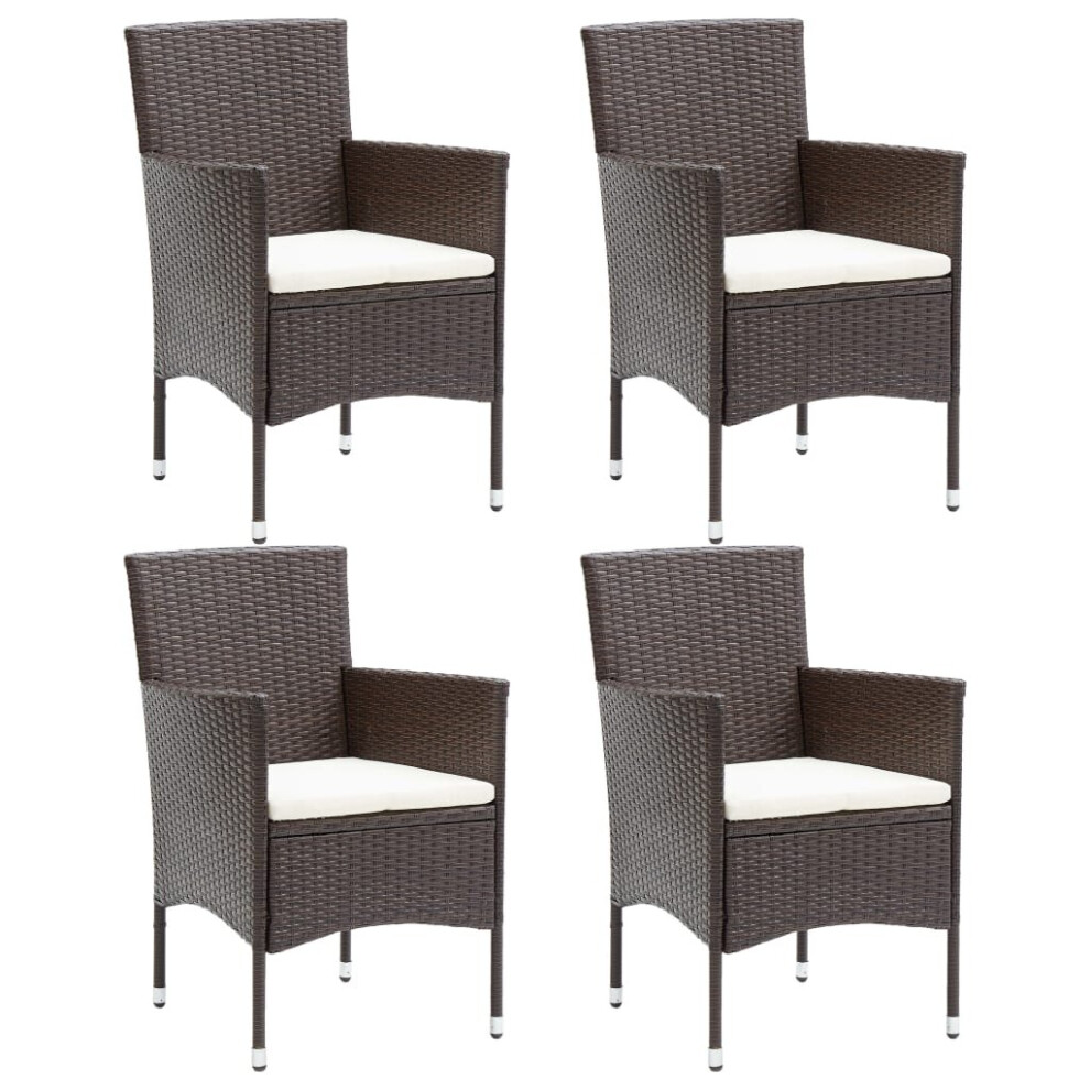 Vidaxl 4X Garden Dining Chairs Poly Rattan Brown Outdoor Patio Dining Armchair