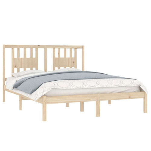 VidaXL vidaXL Solid Wood Pine Bed Frame 160x200 cm Wooden Bedstead Platform Bed Frame 2