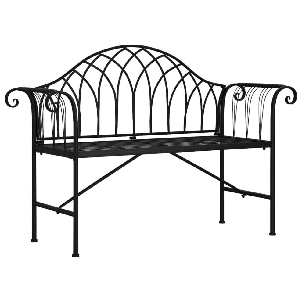 B&Q - 2-Seater Garden Bench 128 Cm Black Steel - Image 3